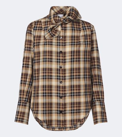 Patou Patou Bow-detail checked cotton shirt