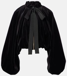 Patou Patou Bow-detail cotton-blend velvet jacket