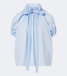 Patou Patou Bow-detail gathered cotton jersey top