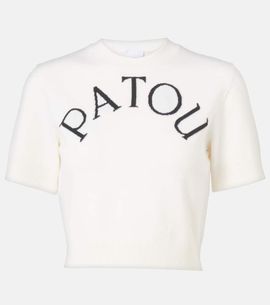 Patou Patou Logo jacquard wool-blend crop top