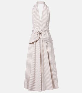 Patou Patou Striped halterneck cotton midi dress