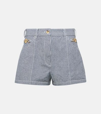 Patou Patou Striped high-rise denim shorts