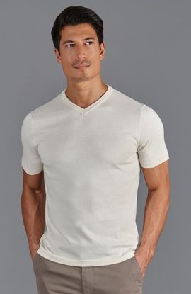 Paul James Paul James Cotton High V-neck Knitted T-shirt