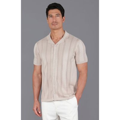 Paul James Paul James Cotton Open Knit Cuban Collar Shirt