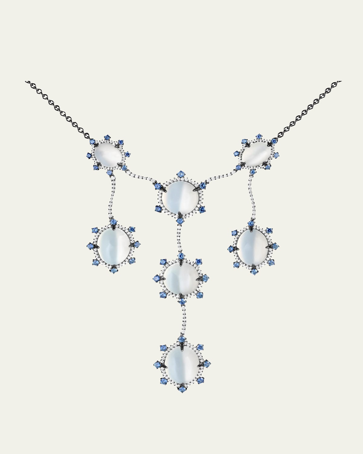 Paul Morelli 18K White Gold Diamond and Moonstone Statement Necklace