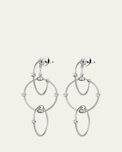 Paul Morelli 18K White Gold Diamond Triple Unity Rain Chain Earrings