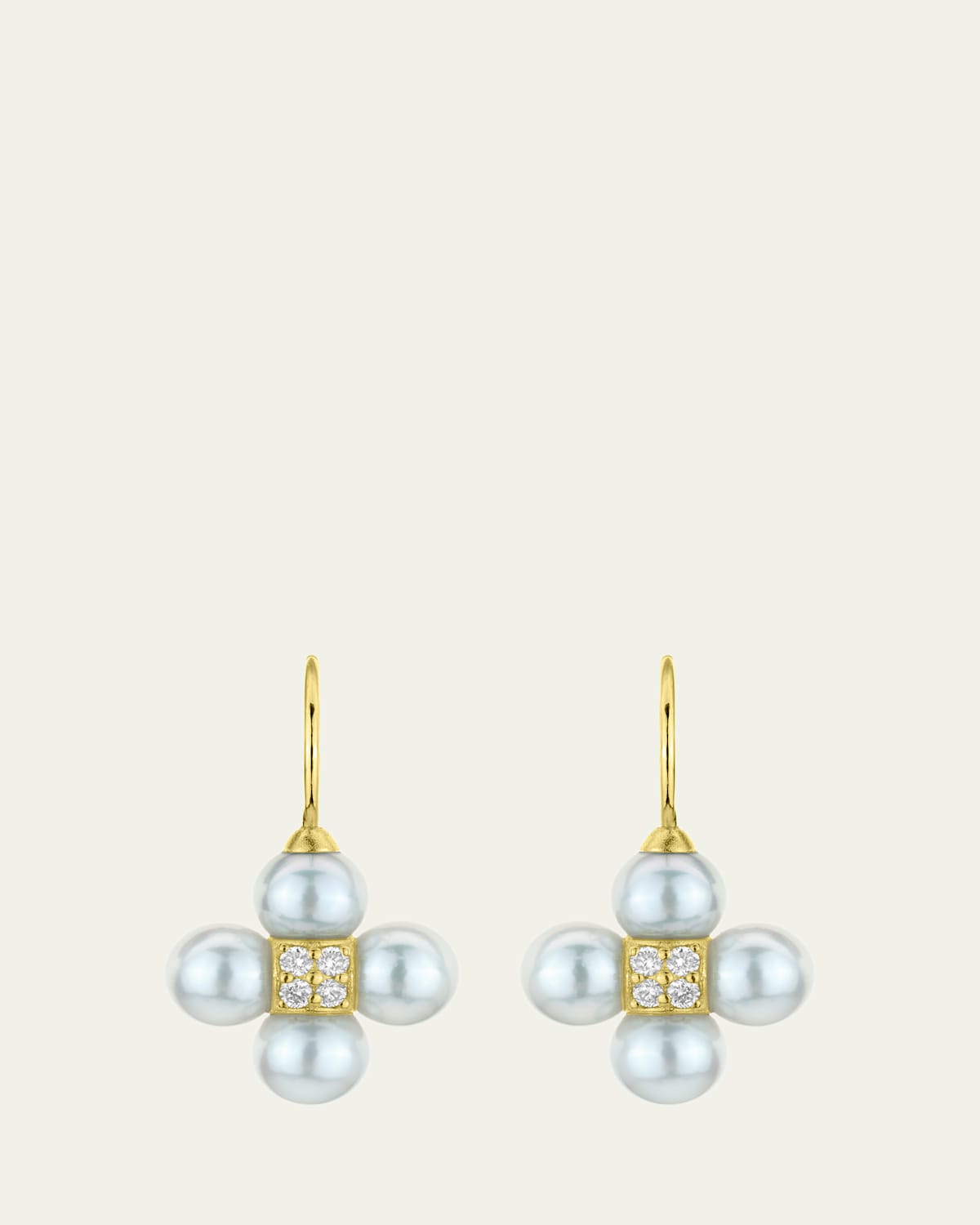 Paul Morelli 18K Yellow Gold Diamond and Chalcedony Sequence Drop Earrings