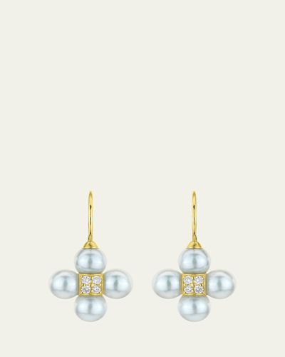 Paul Morelli 18K Yellow Gold Diamond and Chalcedony Sequence Drop Earrings