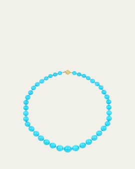 Paul Morelli 18K Yellow Gold Graduated Turquoise Beaded Necklace