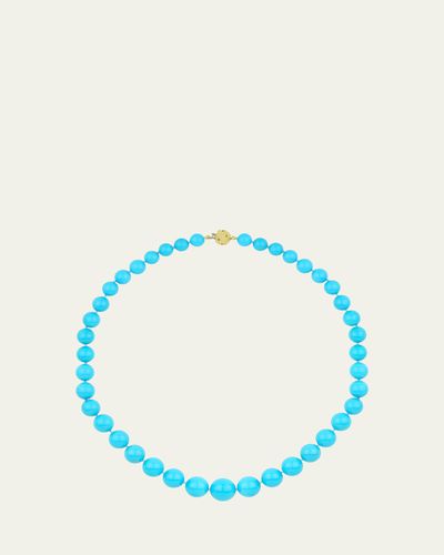 Paul Morelli 18K Yellow Gold Graduated Turquoise Beaded Necklace