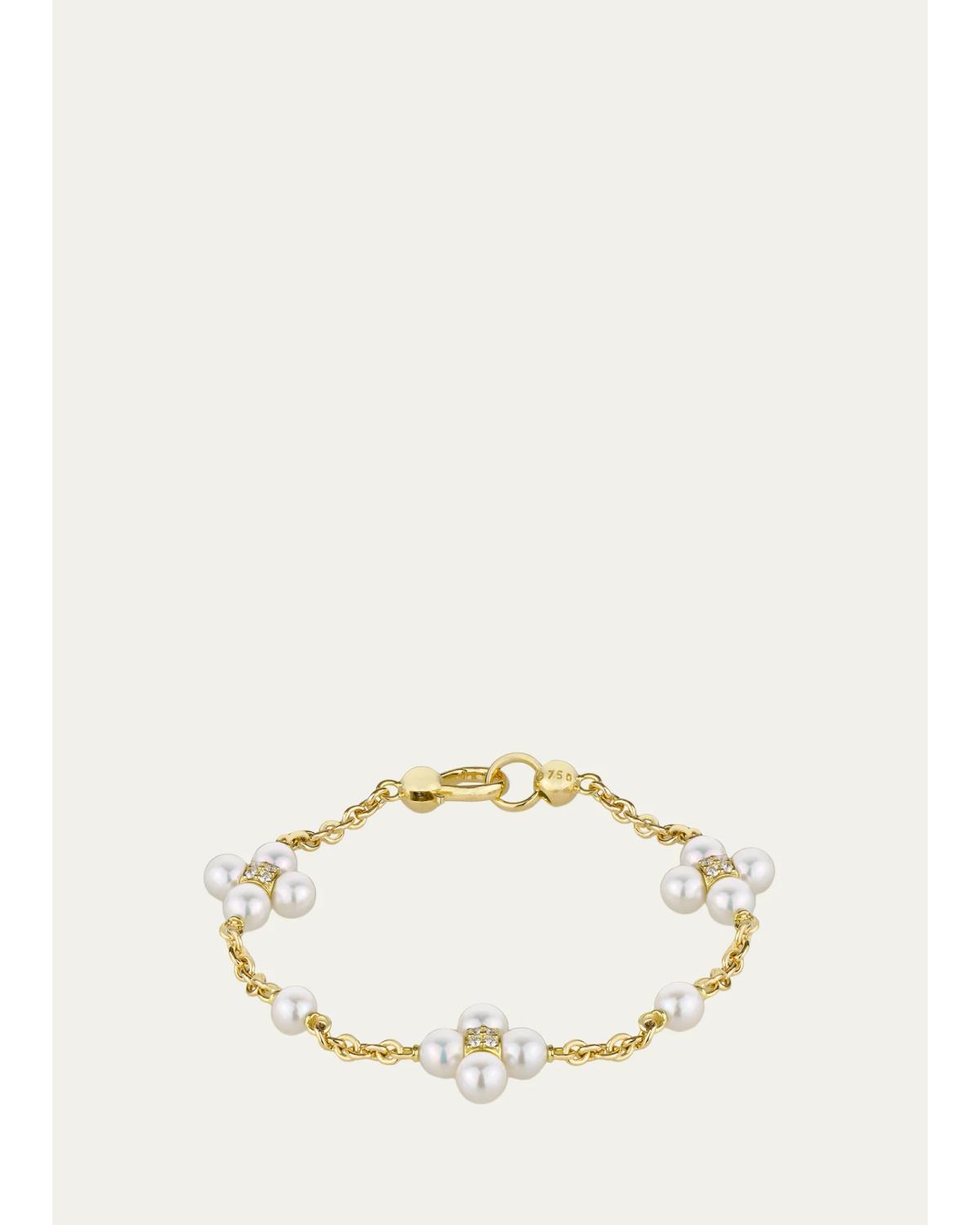 Paul Morelli 18K Yellow Gold Pearl and Diamond Sequence Bracelet