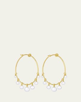 Paul Morelli 18K Yellow Gold Wind Chime Earrings with Akoya Pearls, 36mm