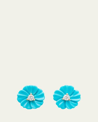 Paul Morelli Diamond and Turquoise Flower Stud Earrings