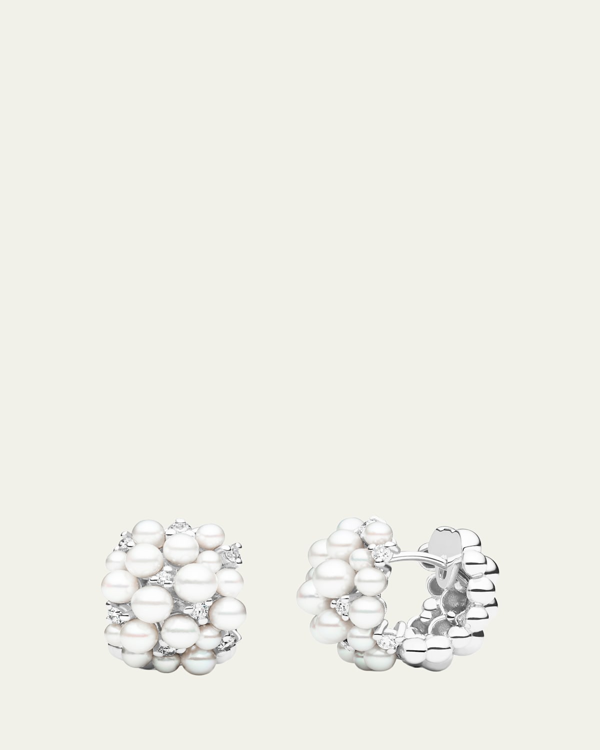 Paul Morelli Lagrange 18K White Gold Pearl & Diamond Hoop Earrings