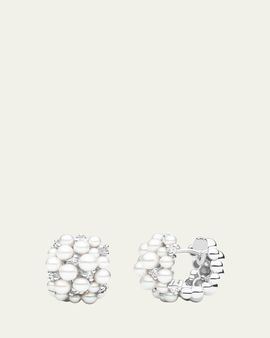 Paul Morelli Lagrange 18K White Gold Pearl & Diamond Hoop Earrings