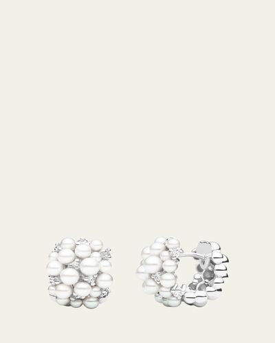 Paul Morelli Lagrange 18K White Gold Pearl & Diamond Hoop Earrings