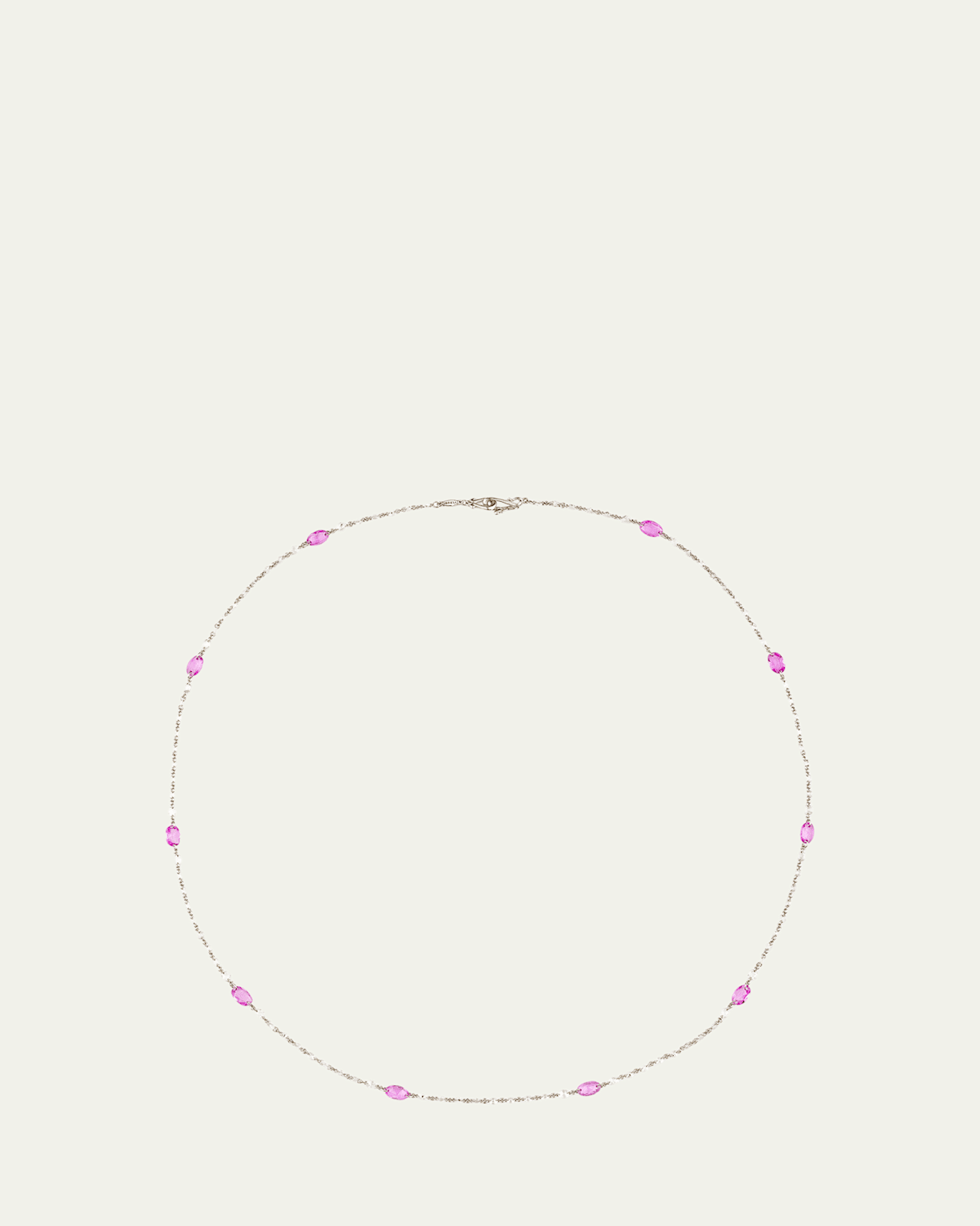 Paul Morelli Platinum Diamond and Pink Sapphire Necklace
