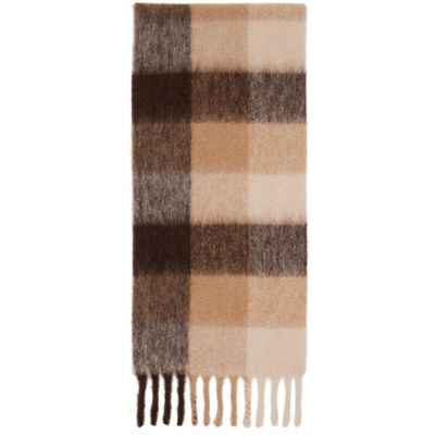 Paul Smith Paul Smith Beige & Brown Brushed Check Scarf