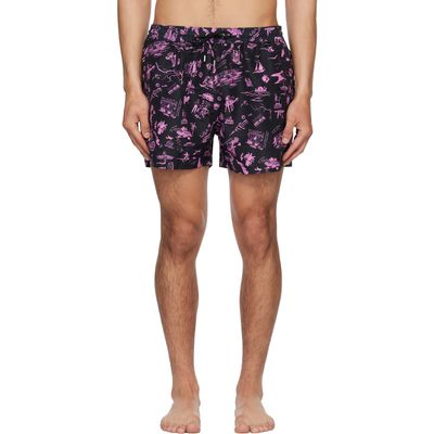 Paul Smith Paul Smith Black & Pink 'Travel Stories' Swim Shorts