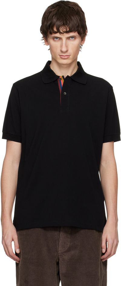 Paul Smith Paul Smith Black Cotton 'Artist Stripe' Placket Polo
