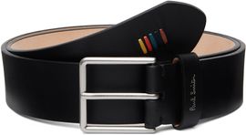 Paul Smith Paul Smith Black Leather 'Artist Stripe' Stitch Belt