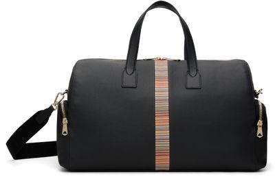Paul Smith Paul Smith Black Leather 'Signature Stripe' Trim Day Duffle Bag