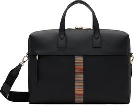 Paul Smith Paul Smith Black Leather 'Signature Stripe' Trim Folio Briefcase