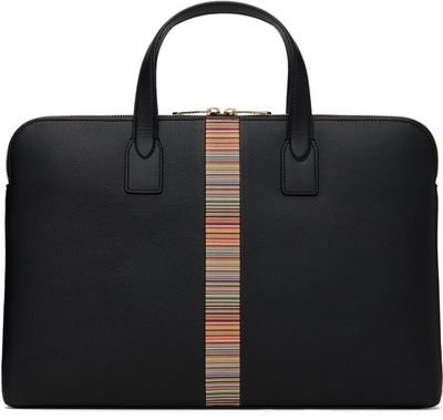 Paul Smith Paul Smith Black 'Signature Stripe' Slim Folio Briefcase