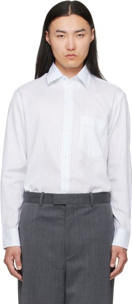 Paul Smith Paul Smith Blue & White Textured Stripe Shirt