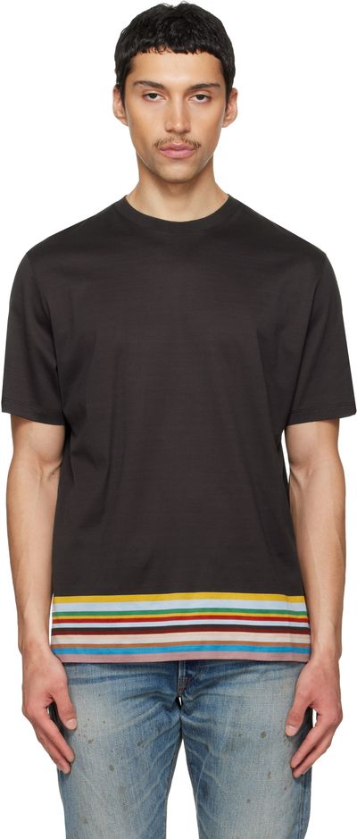 Paul Smith Paul Smith Brown Boarder 'Signature Stripe' T-shirt