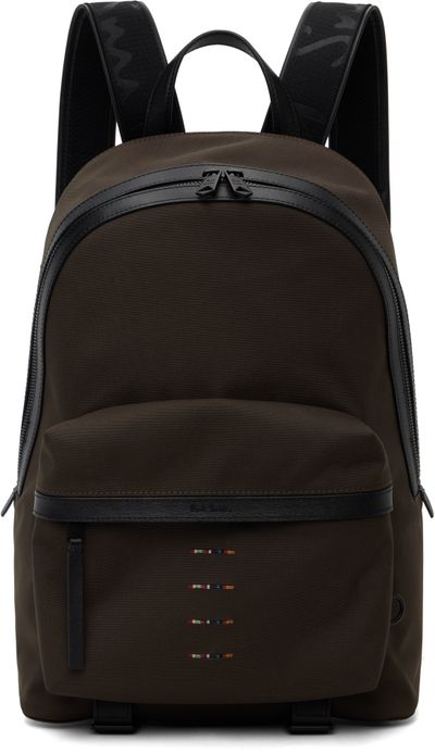 Paul Smith Paul Smith Khaki Cordura Laser 'Signature Stripe' Backpack