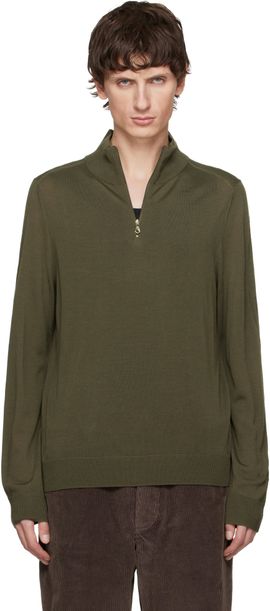 Paul Smith Paul Smith Khaki Merino Wool Half-Zip Sweater