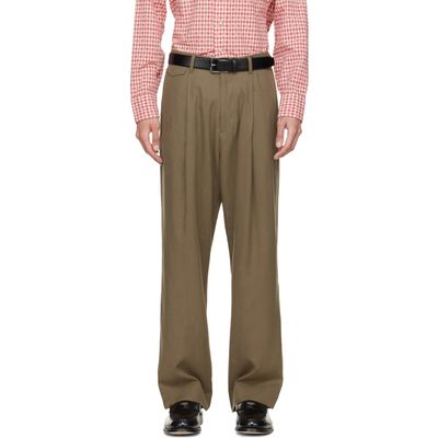 Paul Smith Paul Smith Khaki Relaxed-fit Pleated Lyocell Trousers