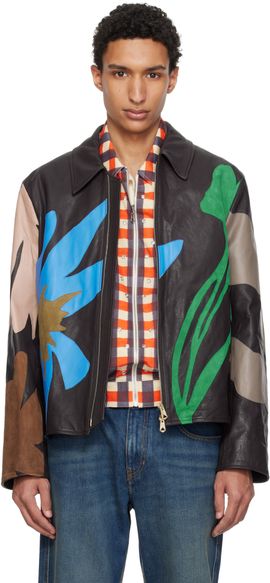 Paul Smith Paul Smith Multicolor Floral Soft Lamb Leather Jacket