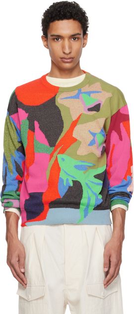 Paul Smith Paul Smith Multicolor 'River Collage' Knitted Cotton Sweater