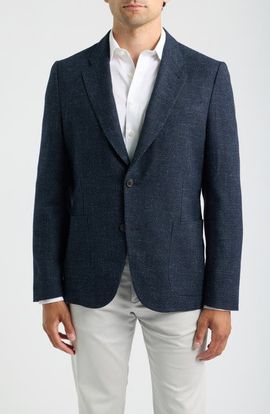 Paul Smith Paul Smith Navy Slub Wool & Cotton Blend Sport Coat