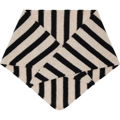 Paul Smith Paul Smith Off-White & Black Lambswool Stripe Neckerchief Scarf