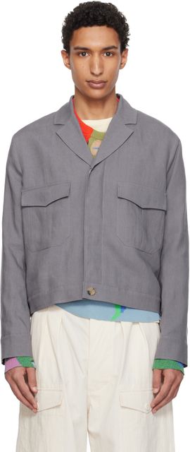 Paul Smith Paul Smith Purple Linen Open-Collar Jacket