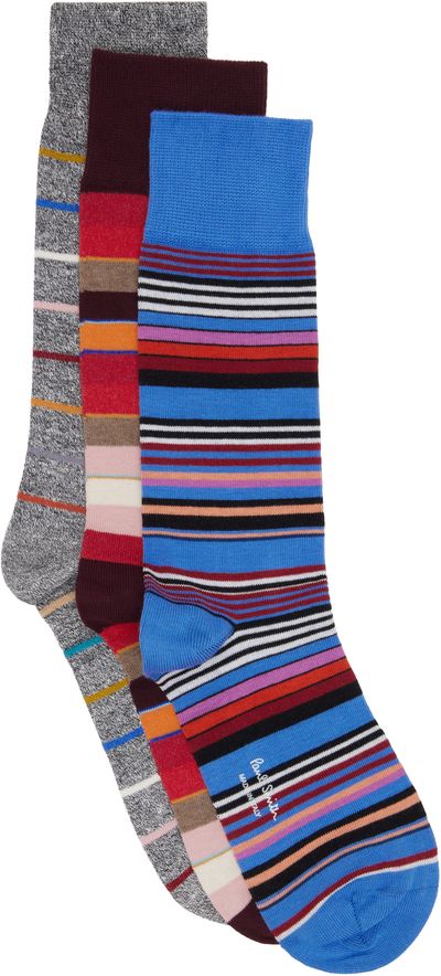 Paul Smith Paul Smith Three-Pack Multicolor Stripe Socks