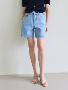 PAUL&ALICE Half Denim Pants / Light Blue