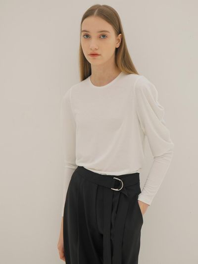 PAUL&ALICE Long Balloon Sleeve Round Neck Tee