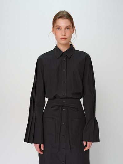 PAUL&ALICE Pleats Sleeve Shirt / Black