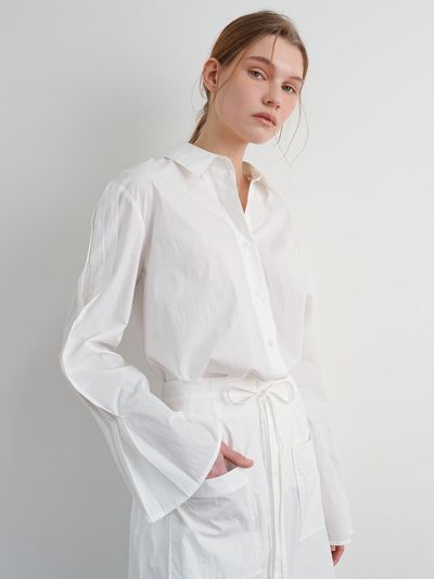 PAUL&ALICE Pleats Sleeve Shirt / White