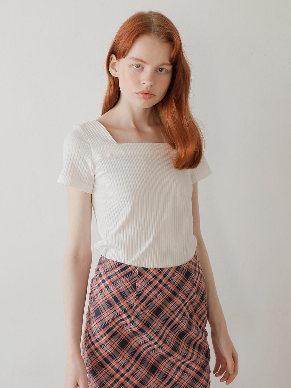 PAUL&ALICE SQUARE NECK T-SHIRT/ WHITE