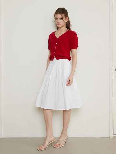 PAUL&ALICE Summer Gather Skirt / White
