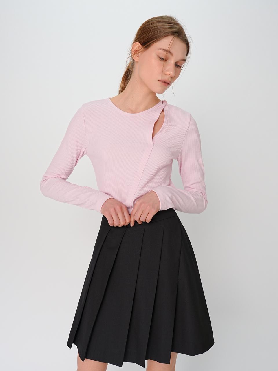 PAUL&ALICE Unbalanced button tee / 3colors