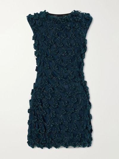 PAULINE DUJANCOURT Amber layered floral-appliquéd crochet and organza mini dress