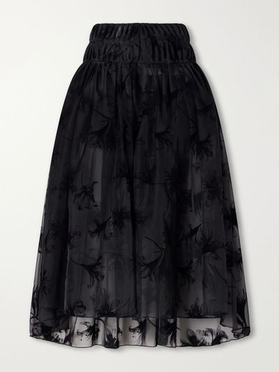 PAULINE DUJANCOURT Rebecca velvet-trimmed organza midi skirt