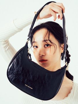 Paul's Boutique Adjustable Strap Crackle Texture Hobo Bag_2colors