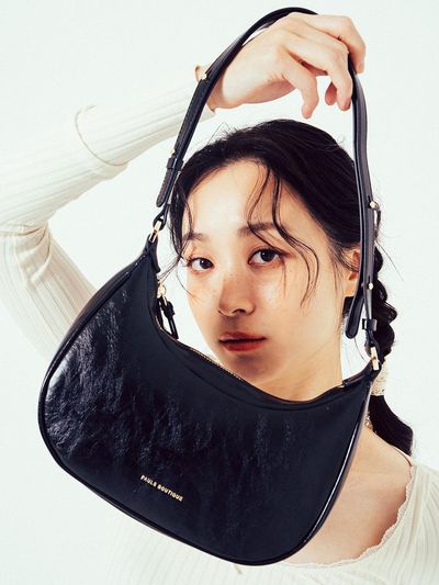 Paul's Boutique Adjustable Strap Crackle Texture Hobo Bag_2colors